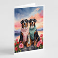 Greater Swiss Mountain Dog Two Hearts Greeting Cards Pack of 8 Blank Cards with Envelopes Whimsical A7 Size 5x7