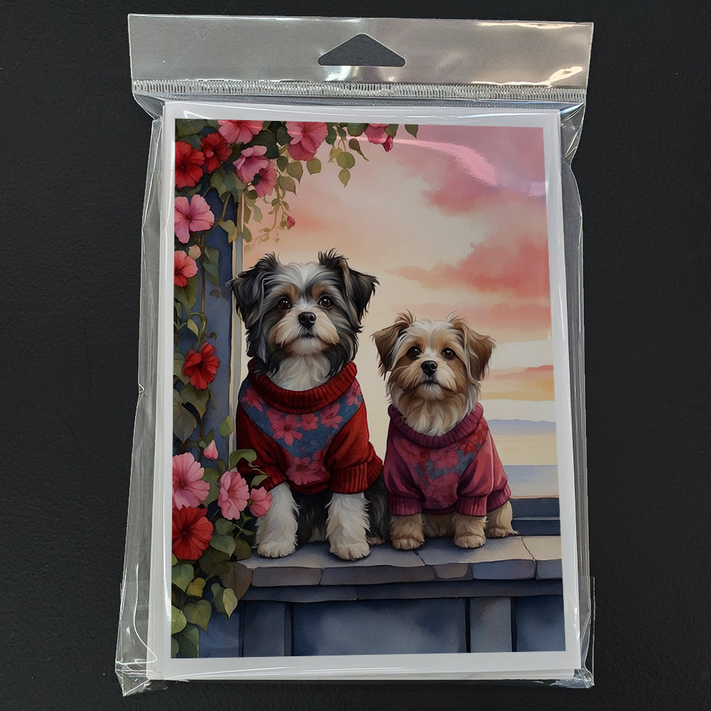 Havanese Two Hearts Greeting Cards Pack of 8 Blank Cards with Envelopes Whimsical A7 Size 5x7