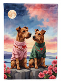 Irish Terrier Two Hearts House Flag 28x40 Porch Sleeve Pole Decorative Outside Yard Banner Artwork Wall Hanging, Polyester