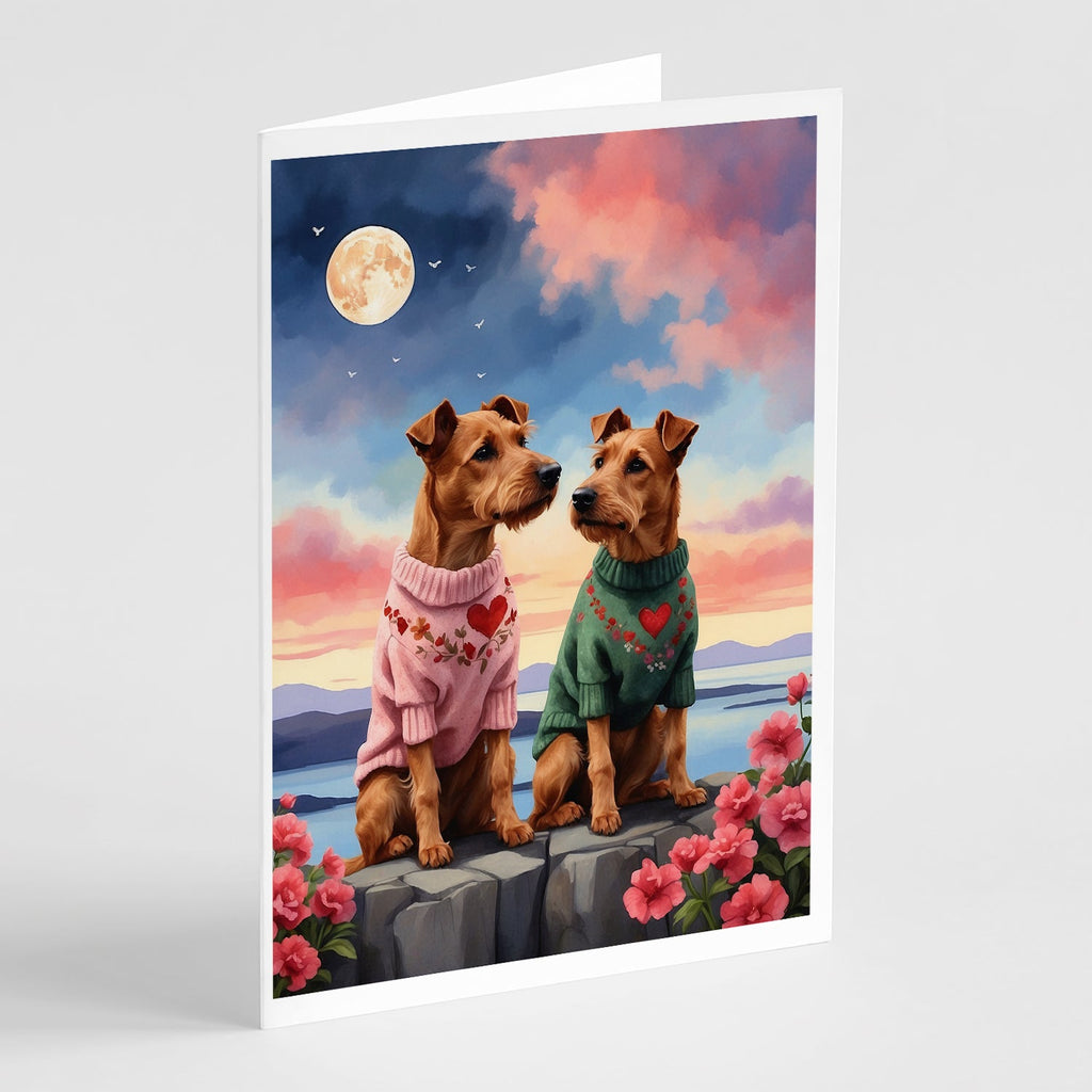 Irish Terrier Two Hearts Greeting Cards Pack of 8 Blank Cards with Envelopes Whimsical A7 Size 5x7