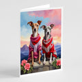 Italian Greyhound Two Hearts Greeting Cards Pack of 8 Blank Cards with Envelopes Whimsical A7 Size 5x7