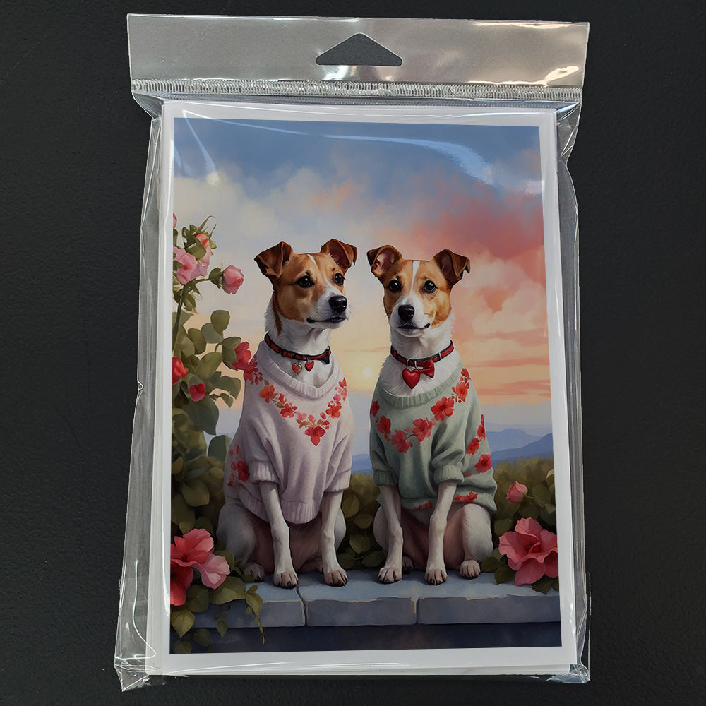 Jack Russell Terrier Two Hearts Greeting Cards Pack of 8 Blank Cards with Envelopes Whimsical A7 Size 5x7