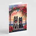 Keeshond Two Hearts Greeting Cards Pack of 8 Blank Cards with Envelopes Whimsical A7 Size 5x7