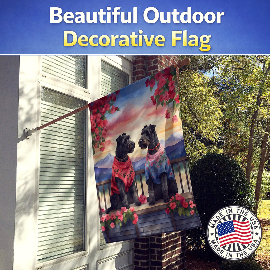 Kerry Blue Terrier Two Hearts House Flag 28x40 Porch Sleeve Pole Decorative Outside Yard Banner Artwork Wall Hanging, Polyester