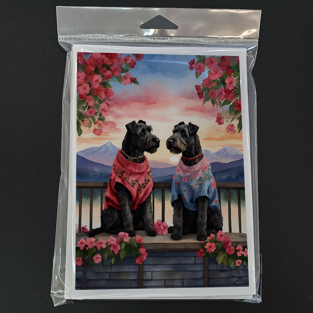 Kerry Blue Terrier Two Hearts Greeting Cards Pack of 8 Blank Cards with Envelopes Whimsical A7 Size 5x7