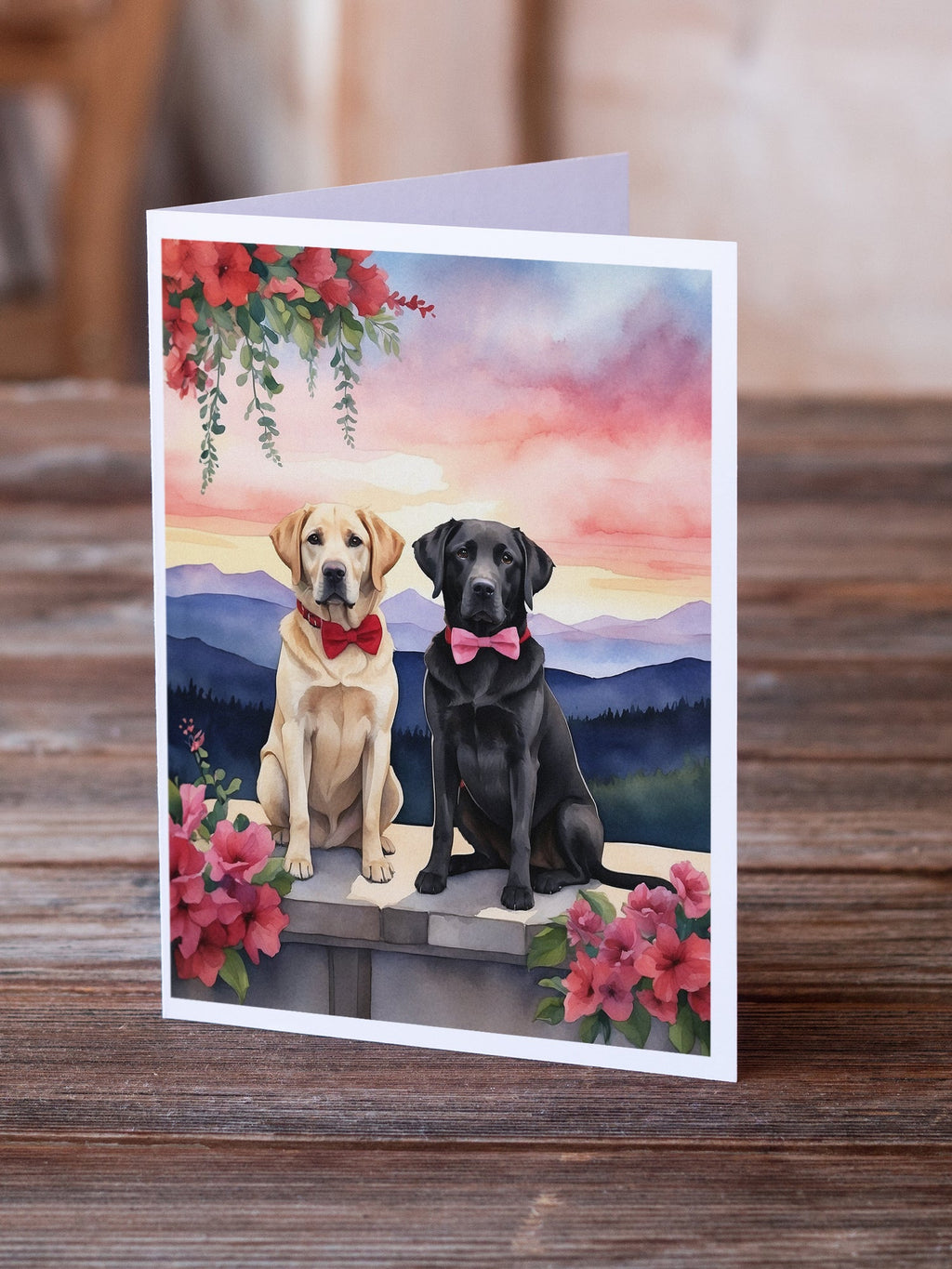 Labrador Retriever Two Hearts Greeting Cards Pack of 8 Blank Cards with Envelopes Whimsical A7 Size 5x7