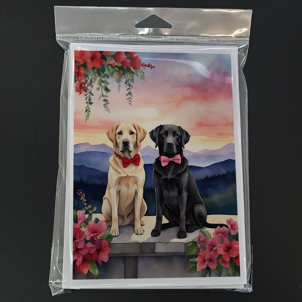 Labrador Retriever Two Hearts Greeting Cards Pack of 8 Blank Cards with Envelopes Whimsical A7 Size 5x7