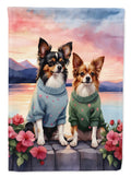 Papillon Two Hearts House Flag 28x40 Porch Sleeve Pole Decorative Outside Yard Banner Artwork Wall Hanging, Polyester