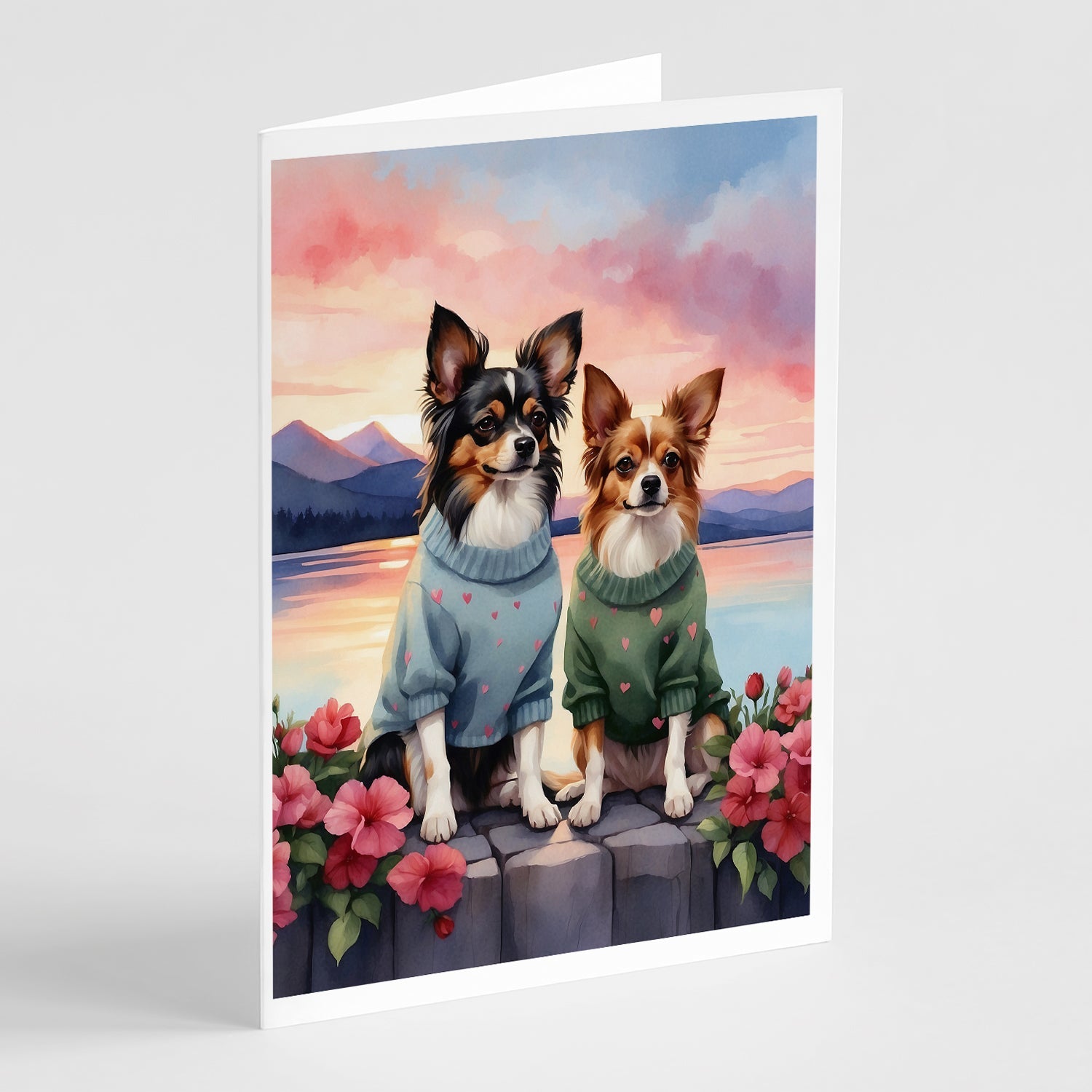 Papillon Two Hearts Greeting Cards Pack of 8 Blank Cards with Envelopes Whimsical A7 Size 5x7