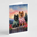 Pomeranian Two Hearts Greeting Cards Pack of 8 Blank Cards with Envelopes Whimsical A7 Size 5x7