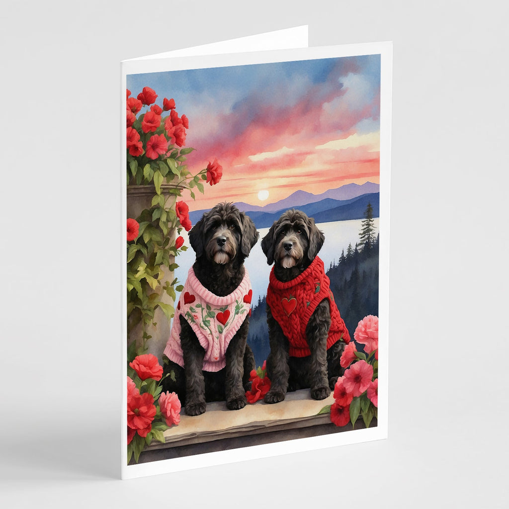 Portuguese Water Dog Two Hearts Greeting Cards Pack of 8 Blank Cards with Envelopes Whimsical A7 Size 5x7