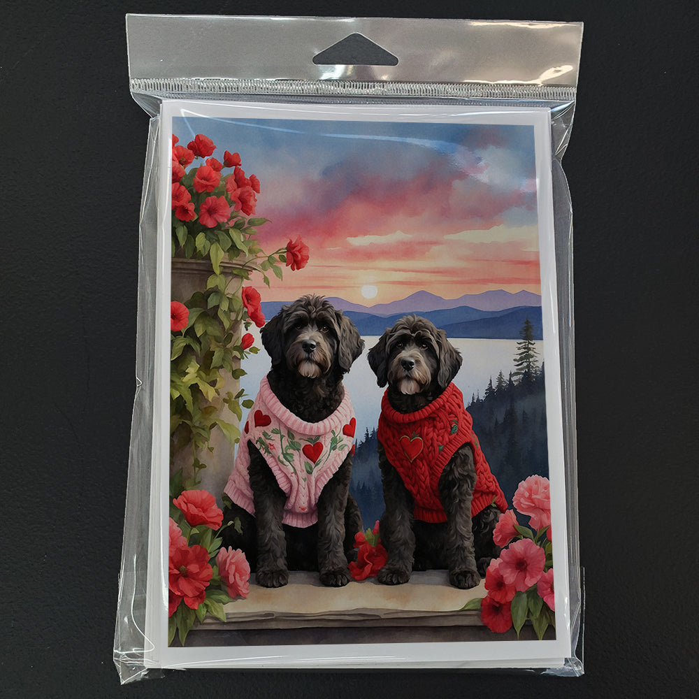 Portuguese Water Dog Two Hearts Greeting Cards Pack of 8 Blank Cards with Envelopes Whimsical A7 Size 5x7