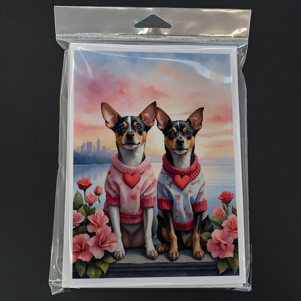 Rat Terrier Two Hearts Greeting Cards Pack of 8 Blank Cards with Envelopes Whimsical A7 Size 5x7