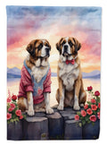 Saint Bernard Two Hearts House Flag 28x40 Porch Sleeve Pole Decorative Outside Yard Banner Artwork Wall Hanging, Polyester