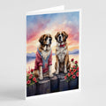 Saint Bernard Two Hearts Greeting Cards Pack of 8 Blank Cards with Envelopes Whimsical A7 Size 5x7