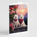 Samoyed Two Hearts Greeting Cards Pack of 8 Blank Cards with Envelopes Whimsical A7 Size 5x7