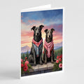 Scottish Deerhound Two Hearts Greeting Cards Pack of 8 Blank Cards with Envelopes Whimsical A7 Size 5x7