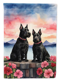 Scottish Terrier Two Hearts House Flag 28x40 Porch Sleeve Pole Decorative Outside Yard Banner Artwork Wall Hanging, Polyester