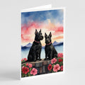 Scottish Terrier Two Hearts Greeting Cards Pack of 8 Blank Cards with Envelopes Whimsical A7 Size 5x7