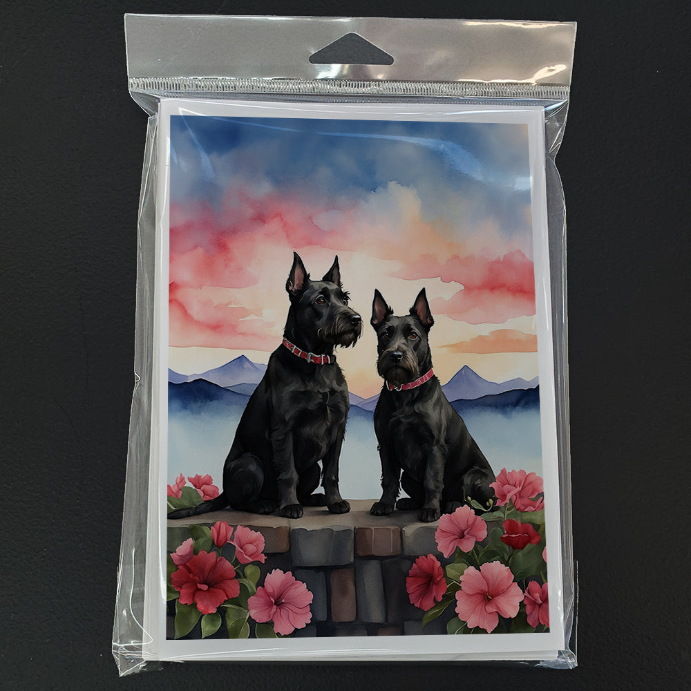 Scottish Terrier Two Hearts Greeting Cards Pack of 8 Blank Cards with Envelopes Whimsical A7 Size 5x7