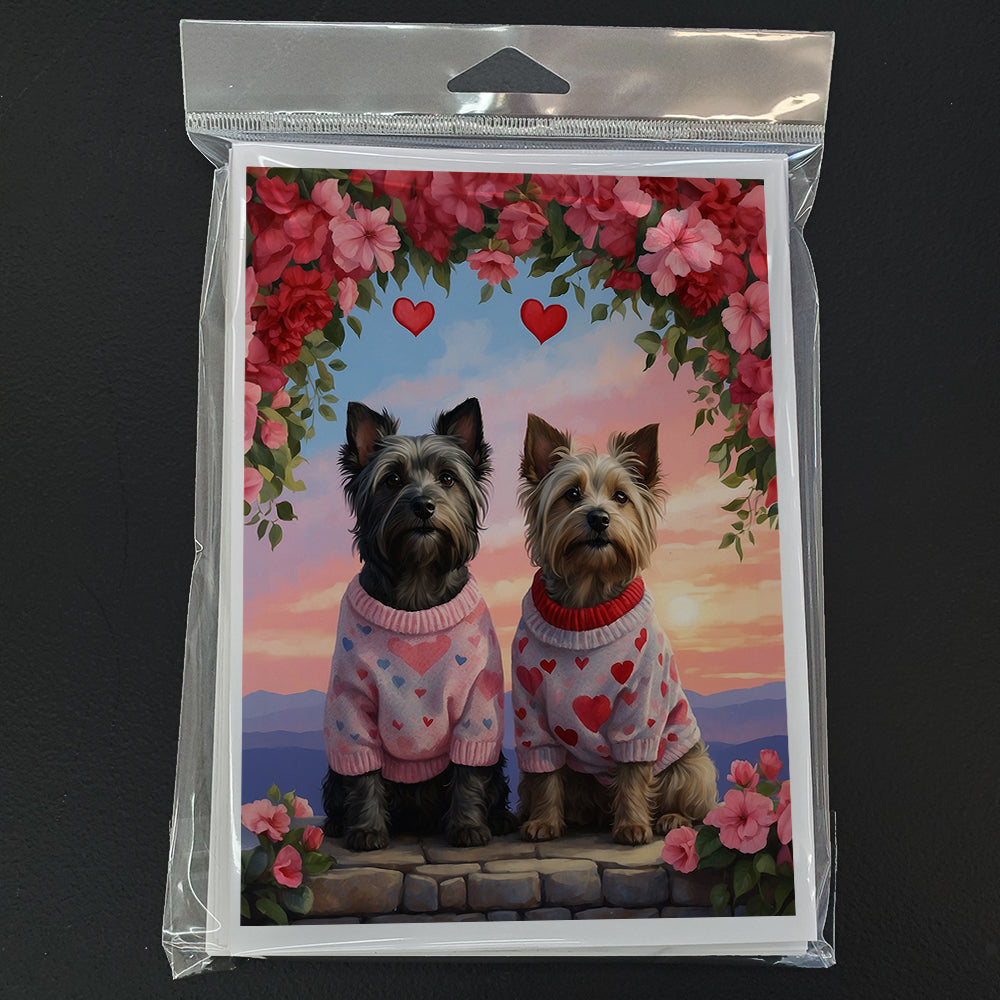 Skye Terrier Two Hearts Greeting Cards Pack of 8 Blank Cards with Envelopes Whimsical A7 Size 5x7