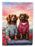 Sussex Spaniel Two Hearts House Flag 28x40 Porch Sleeve Pole Decorative Outside Yard Banner Artwork Wall Hanging, Polyester