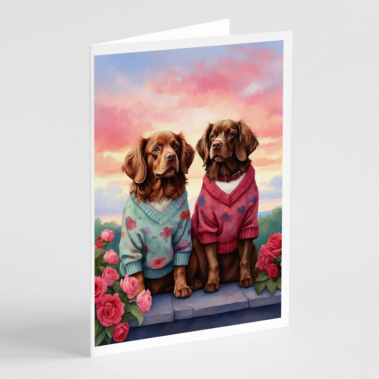 Sussex Spaniel Two Hearts Greeting Cards Pack of 8 Blank Cards with Envelopes Whimsical A7 Size 5x7
