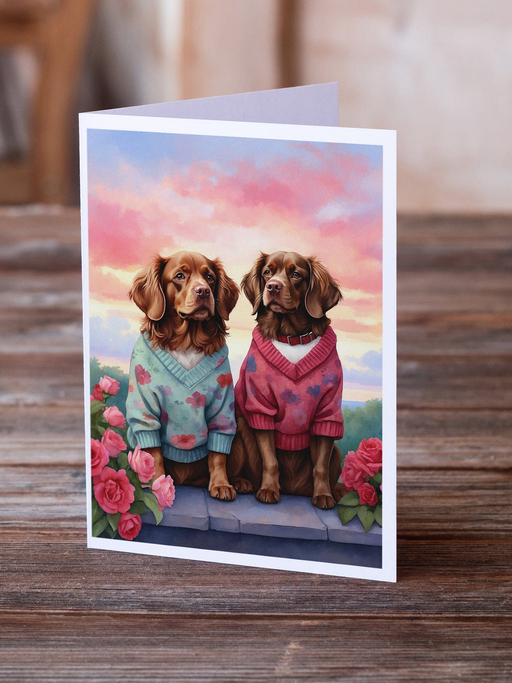 Sussex Spaniel Two Hearts Greeting Cards Pack of 8 Blank Cards with Envelopes Whimsical A7 Size 5x7