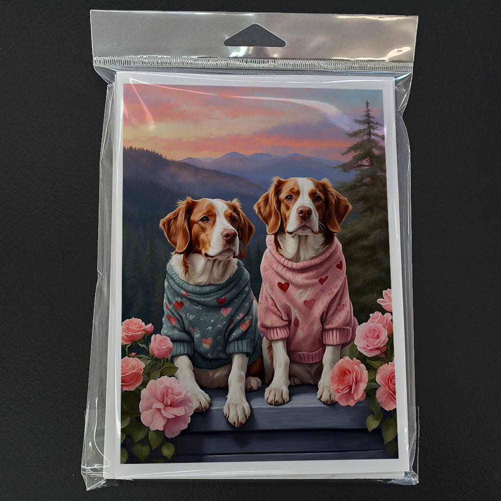 Welsh Springer Spaniel Two Hearts Greeting Cards Pack of 8 Blank Cards with Envelopes Whimsical A7 Size 5x7