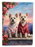 Westie Two Hearts House Flag 28x40 Porch Sleeve Pole Decorative Outside Yard Banner Artwork Wall Hanging, Polyester