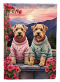 Wheaten Terrier Two Hearts House Flag 28x40 Porch Sleeve Pole Decorative Outside Yard Banner Artwork Wall Hanging, Polyester