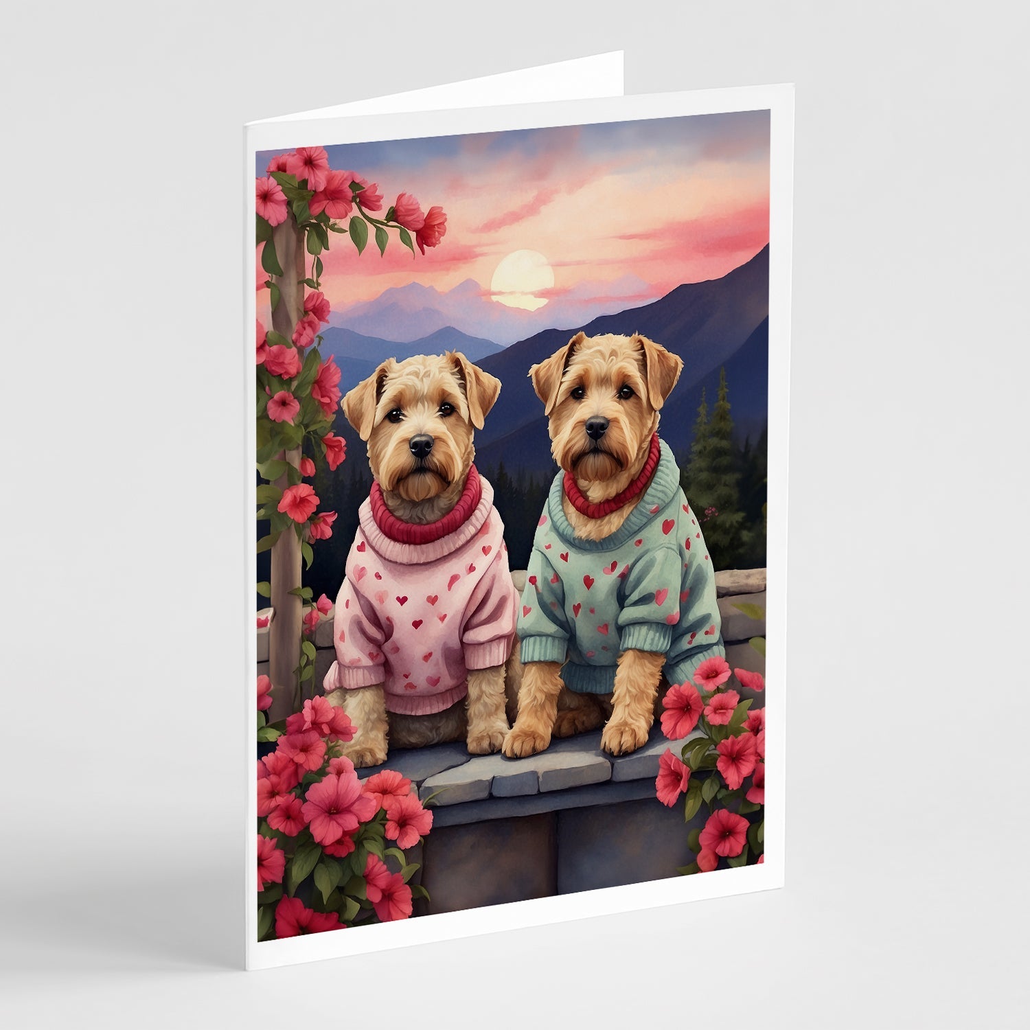 Wheaten Terrier Two Hearts Greeting Cards Pack of 8 Blank Cards with Envelopes Whimsical A7 Size 5x7