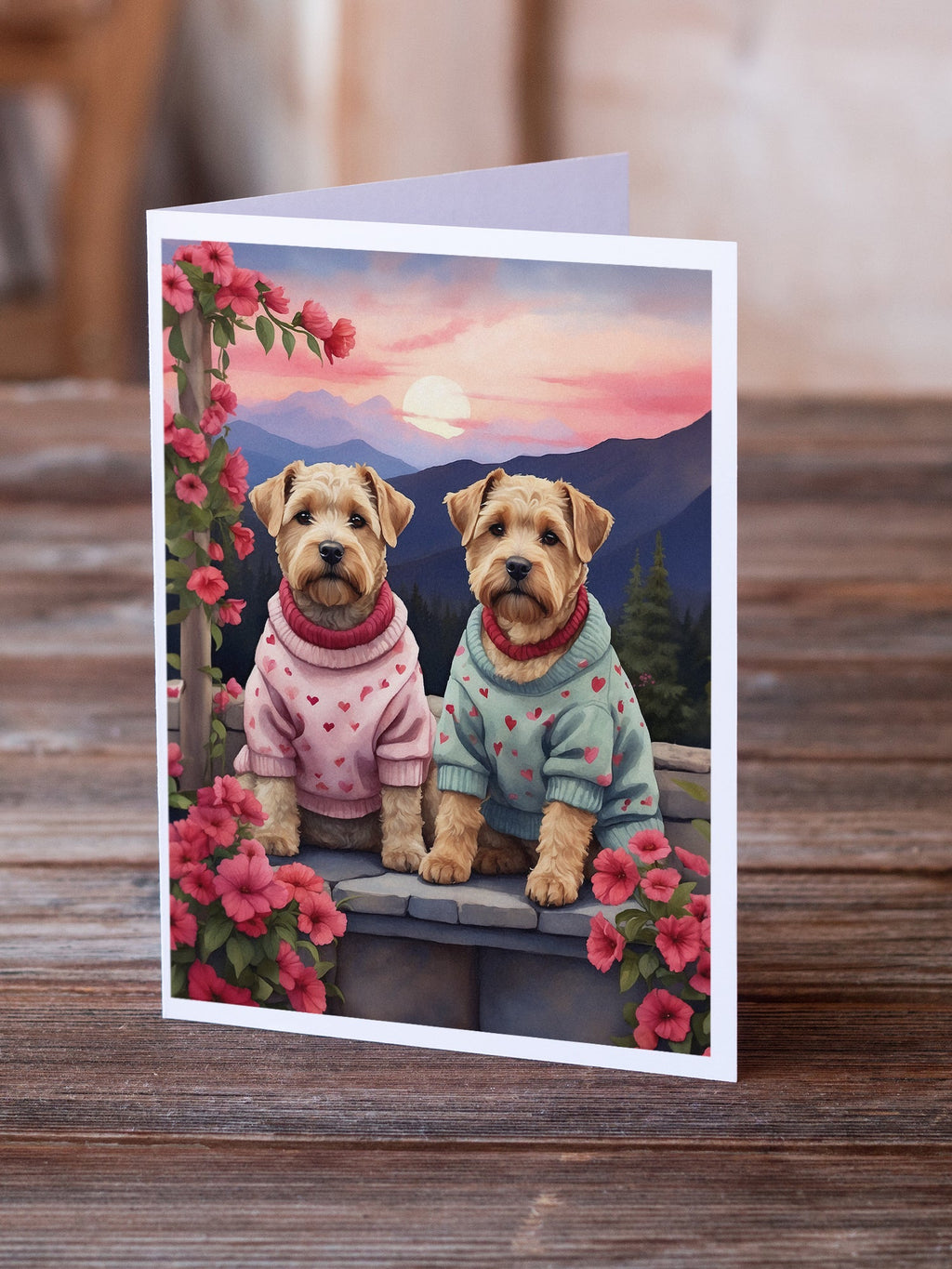 Wheaten Terrier Two Hearts Greeting Cards Pack of 8 Blank Cards with Envelopes Whimsical A7 Size 5x7