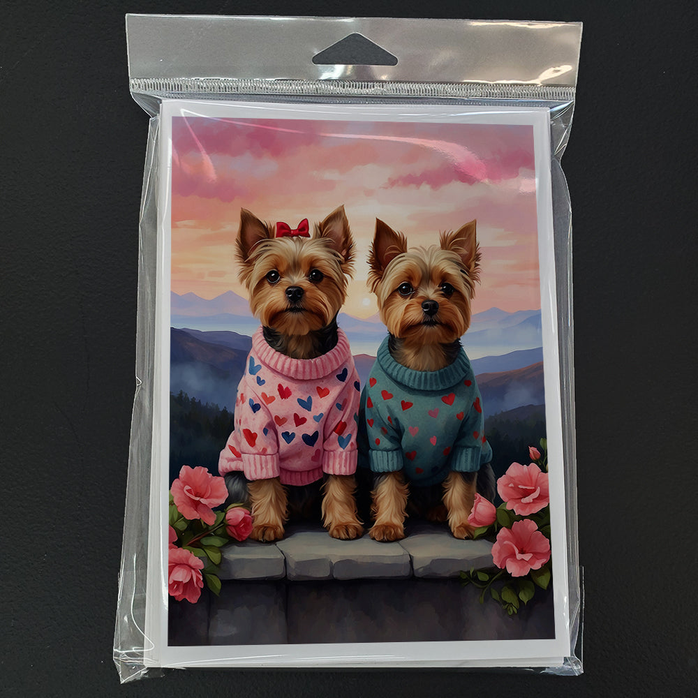 Yorkshire Terrier Two Hearts Greeting Cards Pack of 8 Blank Cards with Envelopes Whimsical A7 Size 5x7
