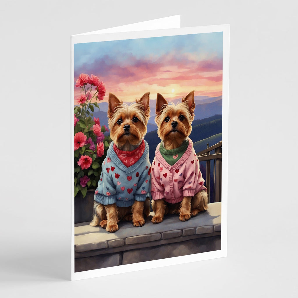 Yorkshire Terrier Two Hearts Greeting Cards Pack of 8 Blank Cards with Envelopes Whimsical A7 Size 5x7