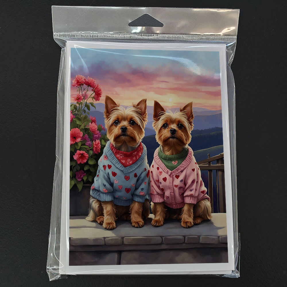 Yorkshire Terrier Two Hearts Greeting Cards Pack of 8 Blank Cards with Envelopes Whimsical A7 Size 5x7