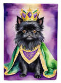 Affenpinscher King of Mardi Gras House Flag 28x40 Porch Sleeve Pole Decorative Outside Yard Banner Artwork Wall Hanging, Polyester