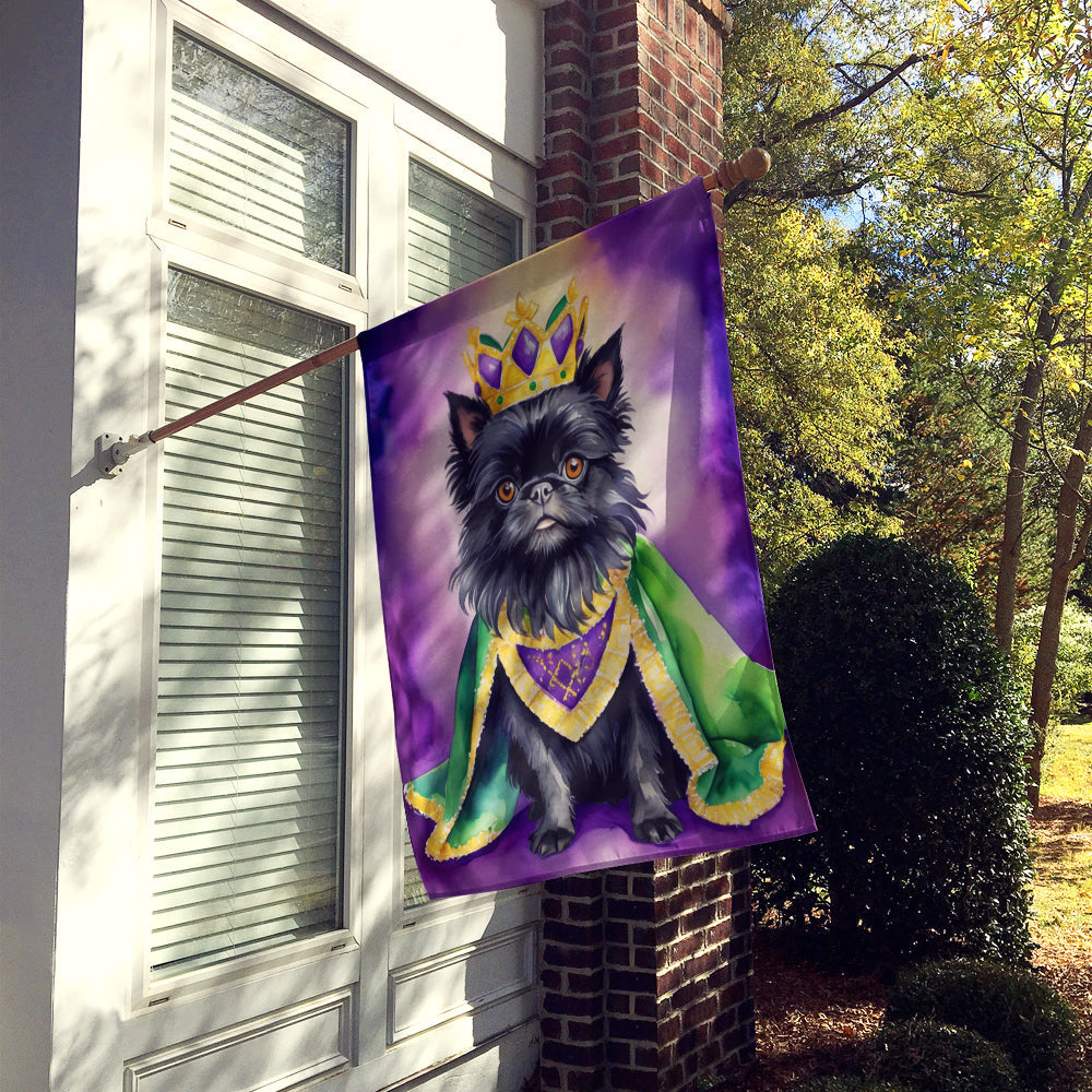 Affenpinscher King of Mardi Gras House Flag 28x40 Porch Sleeve Pole Decorative Outside Yard Banner Artwork Wall Hanging, Polyester