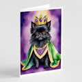 Affenpinscher King of Mardi Gras Greeting Cards Pack of 8 Blank Cards with Envelopes Whimsical A7 Size 5x7