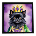 Affenpinscher King of Mardi Gras Framed Metal Print Bathroom, Kitchen, Office, Home Decor Wall Art Ready to Hang, Square, 8X8