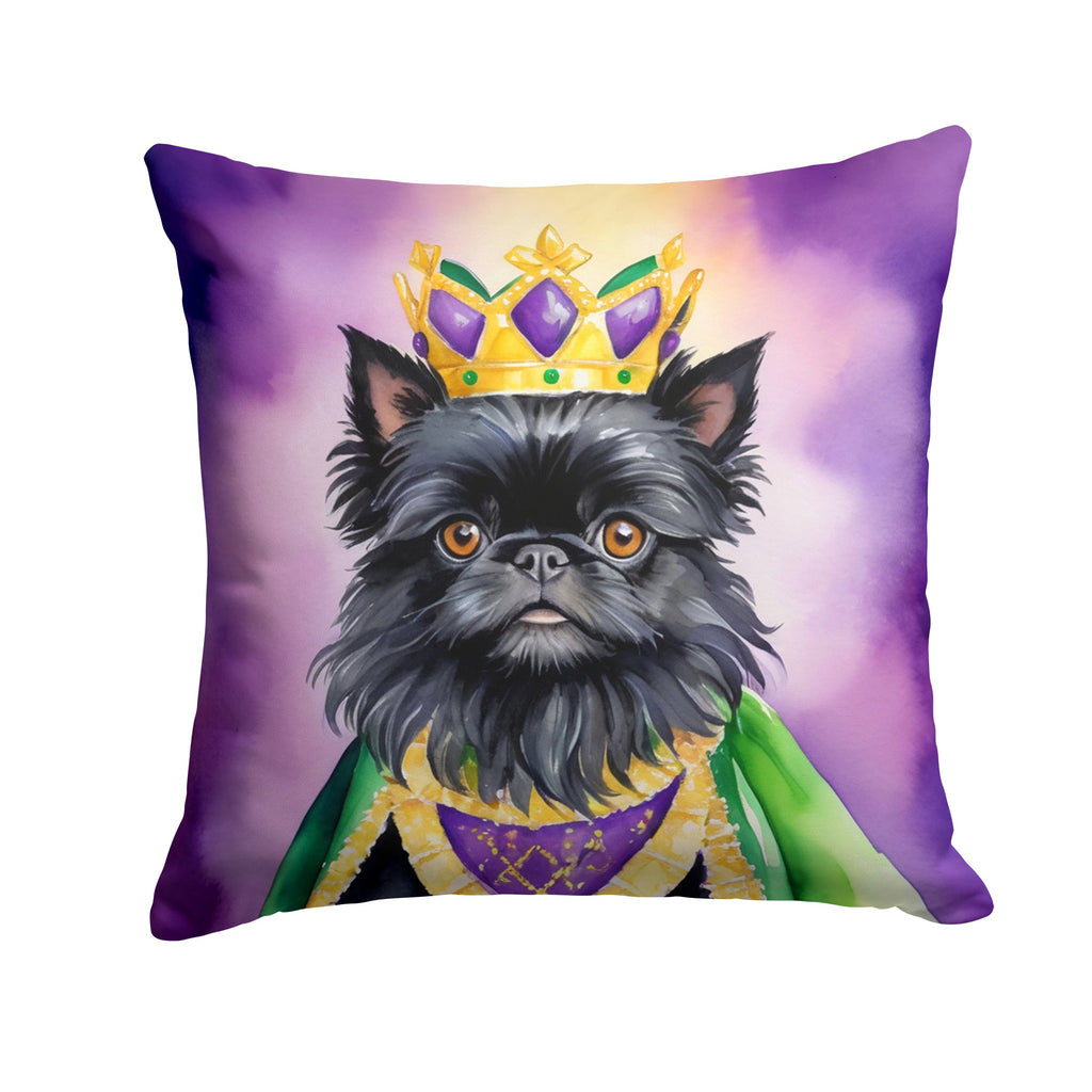 Affenpinscher King of Mardi Gras Decorative Throw Pillow 18x18 Indoor Outdoor Accent Cushion, Fabric Cover with Insert for Sofa, Bed, Porch & Living Room
