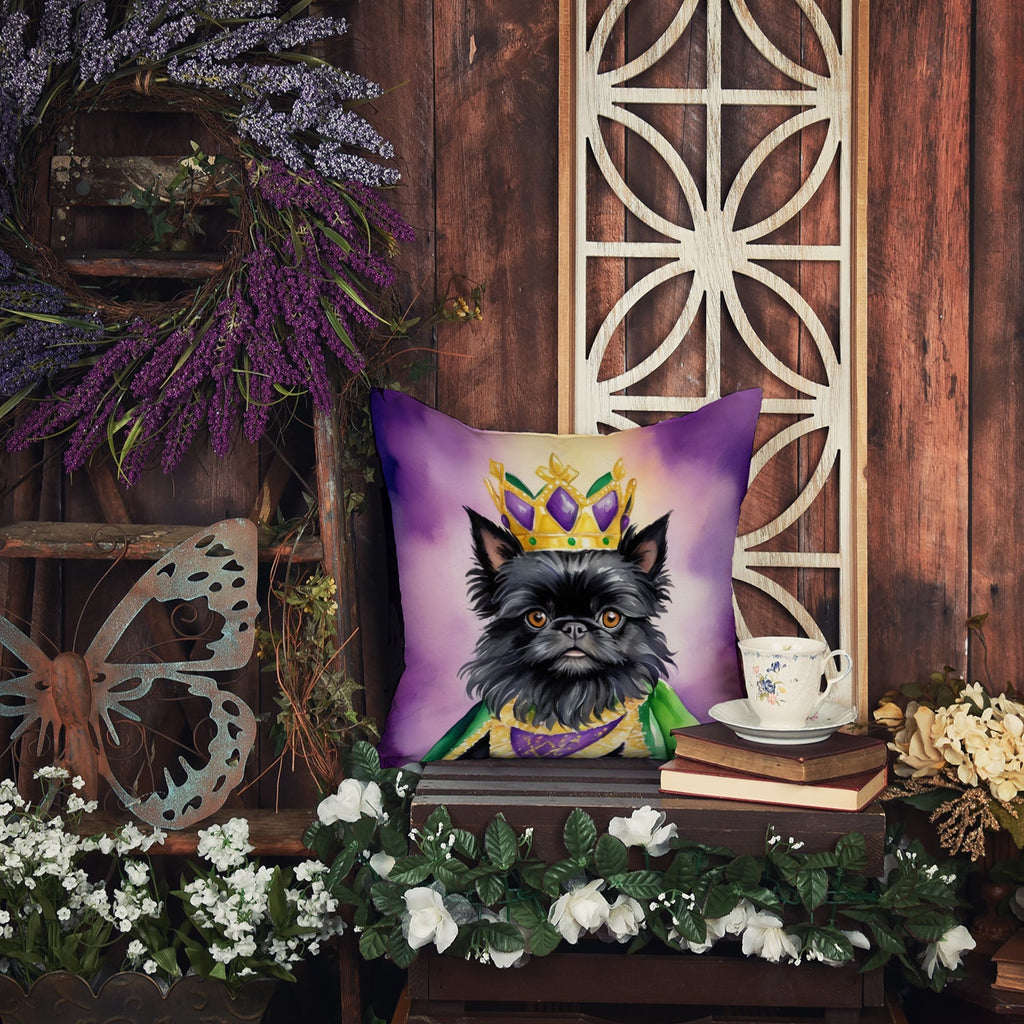 Affenpinscher King of Mardi Gras Decorative Throw Pillow 18x18 Indoor Outdoor Accent Cushion, Fabric Cover with Insert for Sofa, Bed, Porch & Living Room