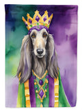 Afghan Hound King of Mardi Gras House Flag 28x40 Porch Sleeve Pole Decorative Outside Yard Banner Artwork Wall Hanging, Polyester