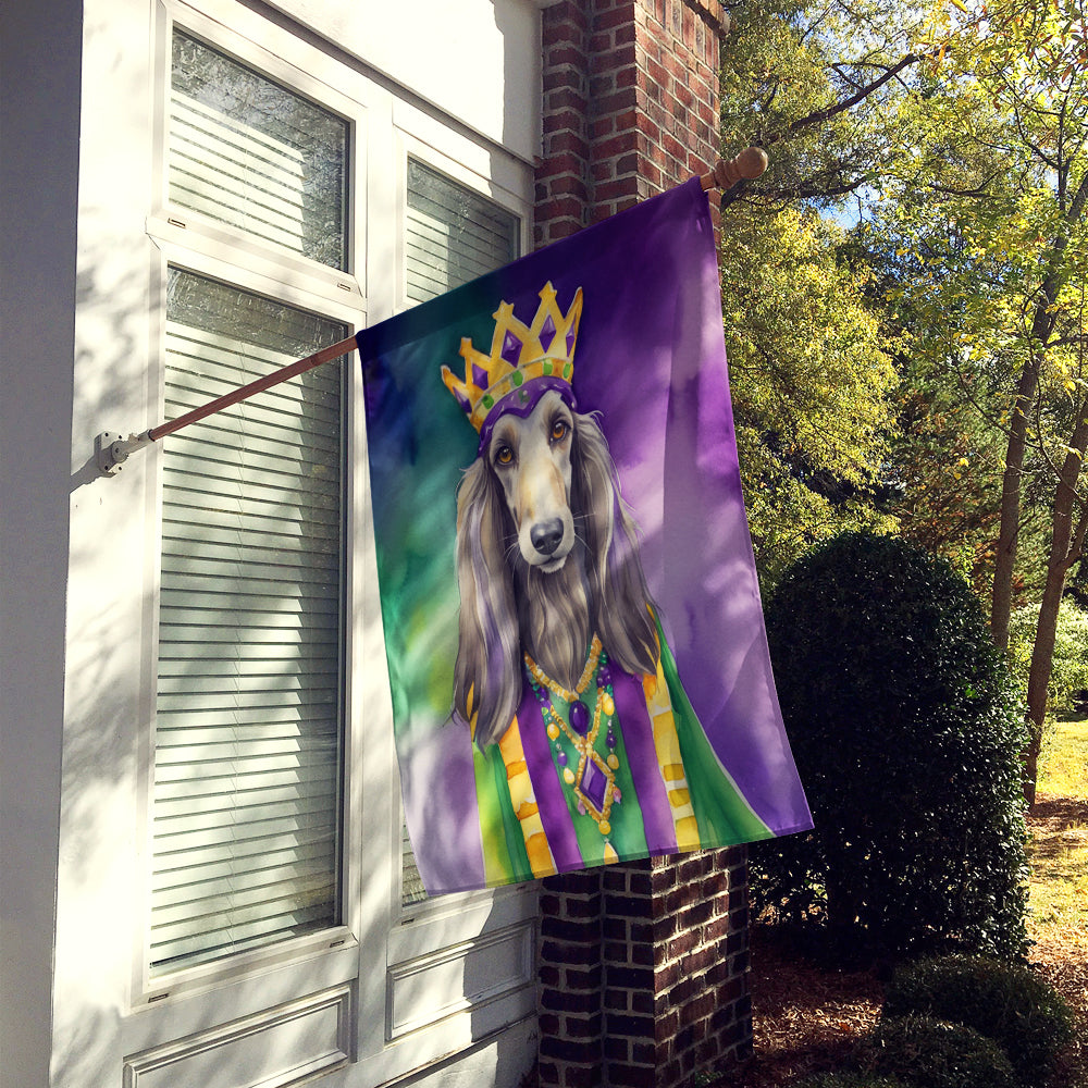 Afghan Hound King of Mardi Gras House Flag 28x40 Porch Sleeve Pole Decorative Outside Yard Banner Artwork Wall Hanging, Polyester