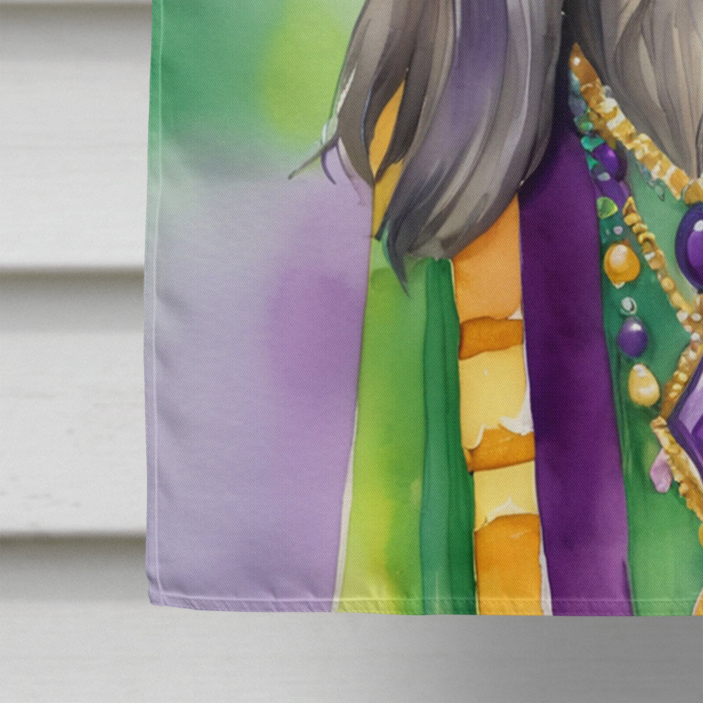Afghan Hound King of Mardi Gras House Flag 28x40 Porch Sleeve Pole Decorative Outside Yard Banner Artwork Wall Hanging, Polyester