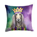Afghan Hound King of Mardi Gras Decorative Throw Pillow 14x14 Indoor Outdoor Accent Cushion, Fabric Cover with Insert for Sofa, Bed, Porch & Living Room