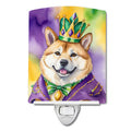 Akita King of Mardi Gras Ceramic Night Light Compact, UL-Certified, Ideal for Bedroom, Bathroom, Nursery, Hallway, Kitchen, 6x4x3, Multicolor