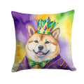Akita King of Mardi Gras Decorative Throw Pillow 14x14 Indoor Outdoor Accent Cushion, Fabric Cover with Insert for Sofa, Bed, Porch & Living Room
