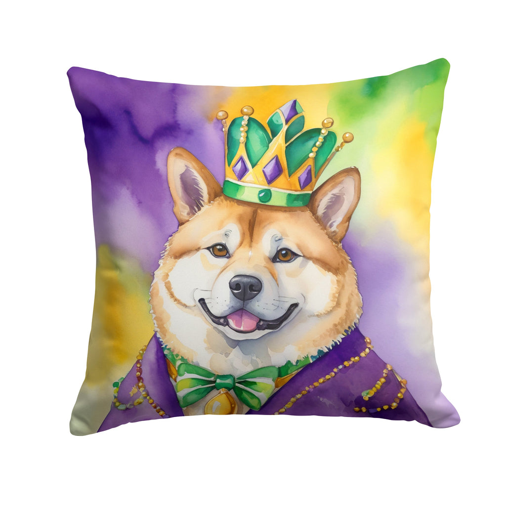 Akita King of Mardi Gras Decorative Throw Pillow 18x18 Indoor Outdoor Accent Cushion, Fabric Cover with Insert for Sofa, Bed, Porch & Living Room
