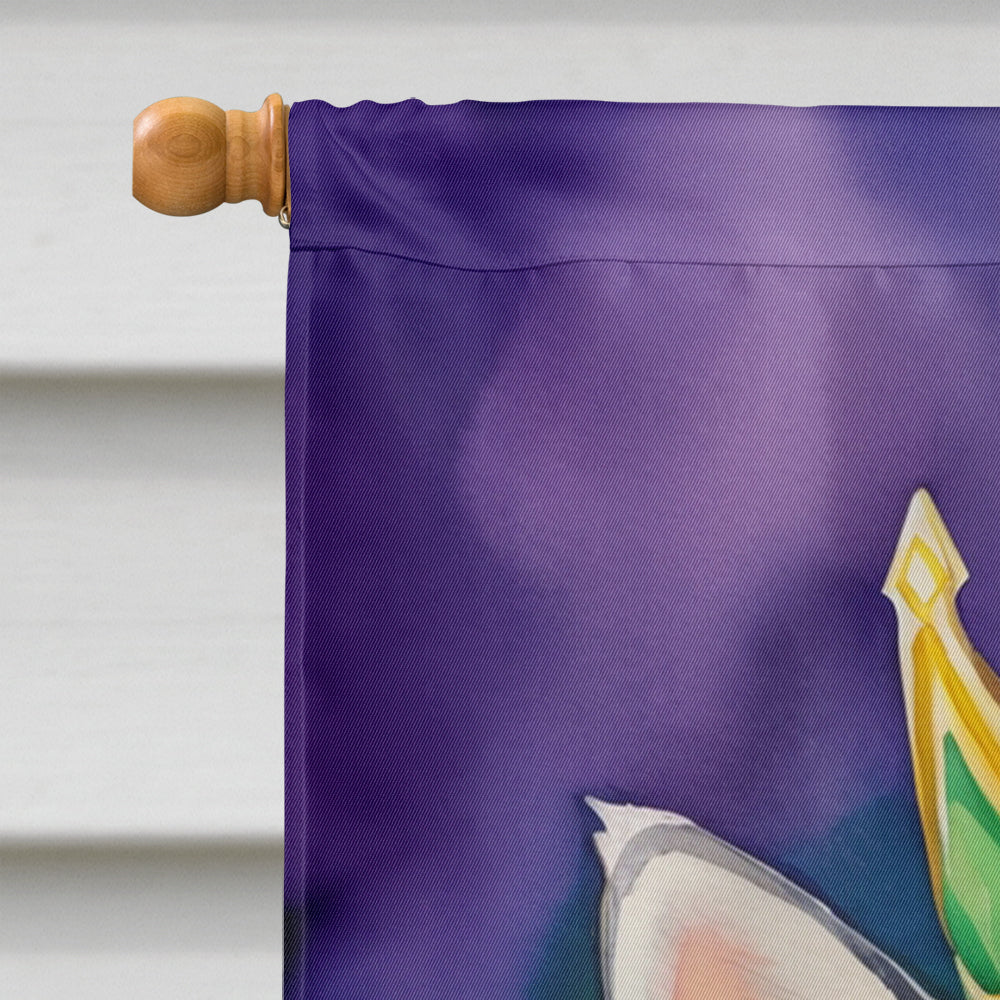 Alaskan Klee Kai King of Mardi Gras House Flag 28x40 Porch Sleeve Pole Decorative Outside Yard Banner Artwork Wall Hanging, Polyester